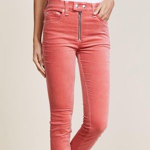 rag & bone Pink Velveteen Skinny Jeans